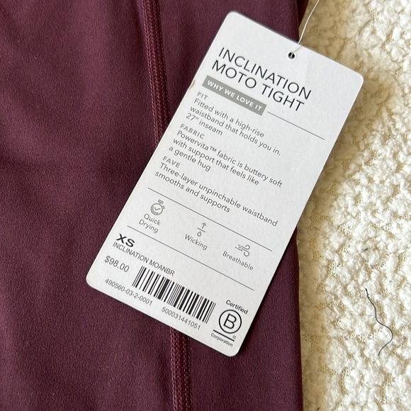NWT Athleta Inclination Moto Legging (XS) - Maroon - Picture 3 of 3